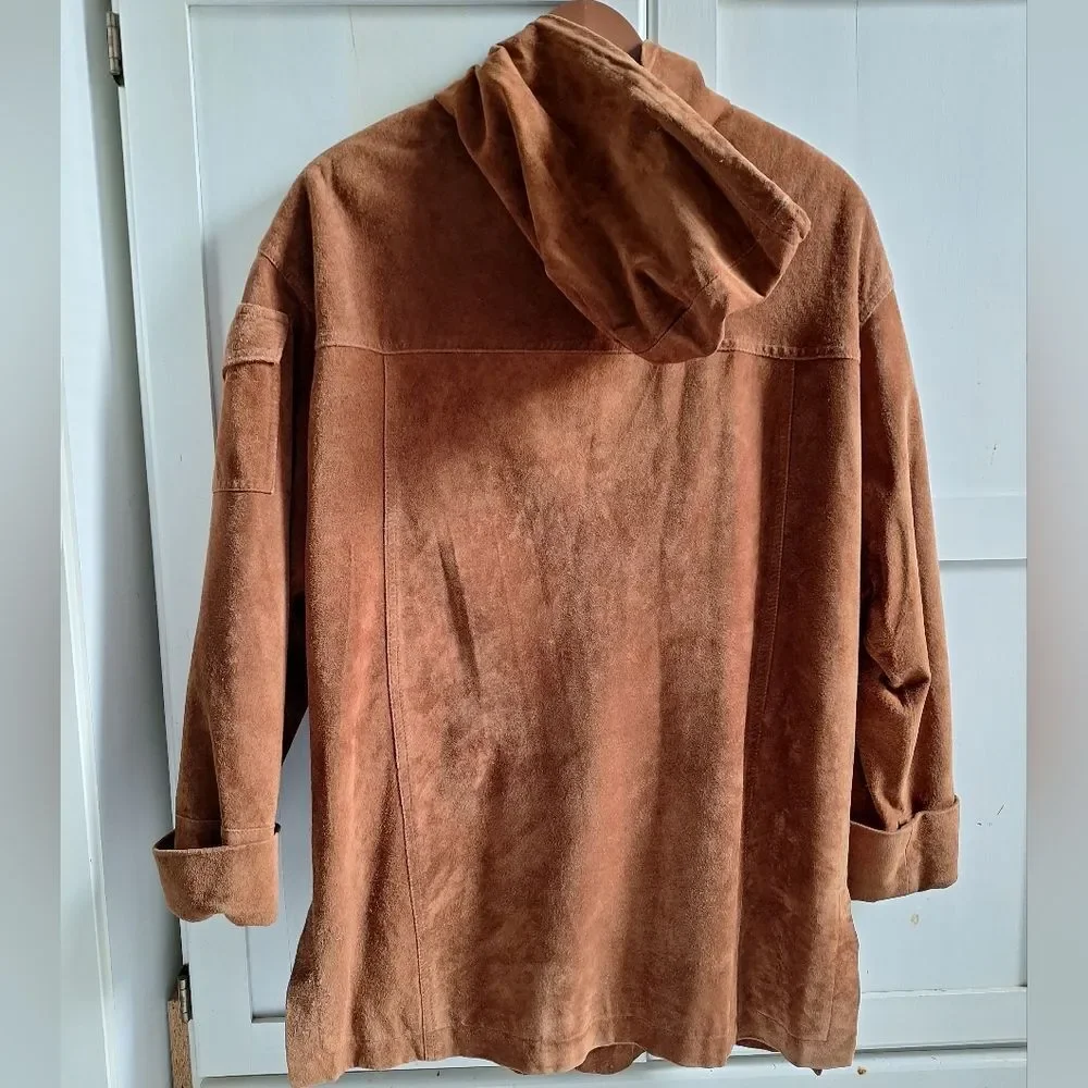Golden Brown Suede Button-Up Jacket Small